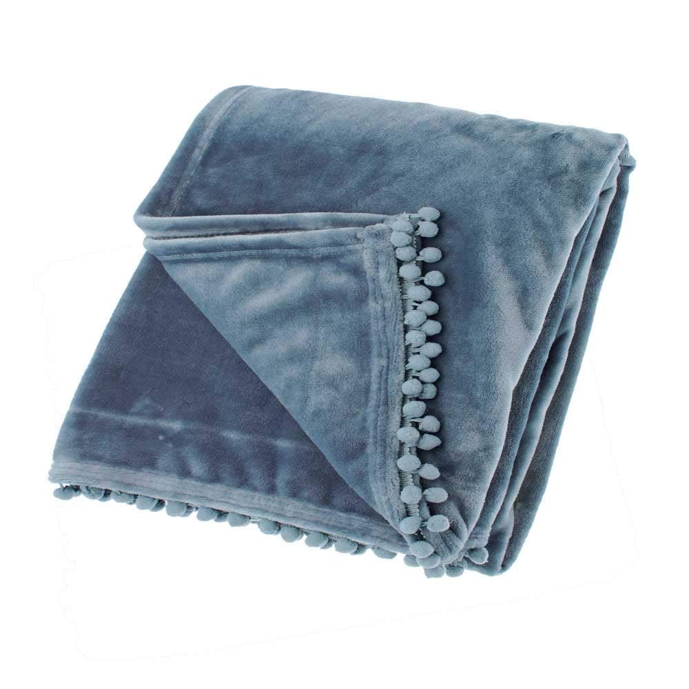 Walton & Co Cashmere Touch Slate Blue Fleece Throw