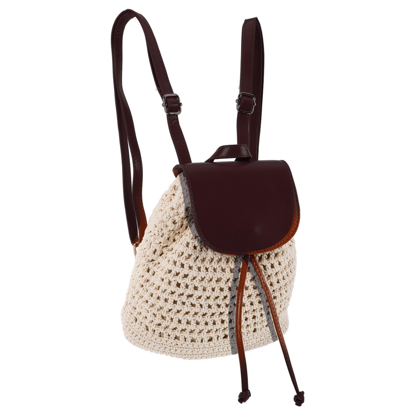 Mochila tejida para mujer de estilo boho con cordón ajustable 8