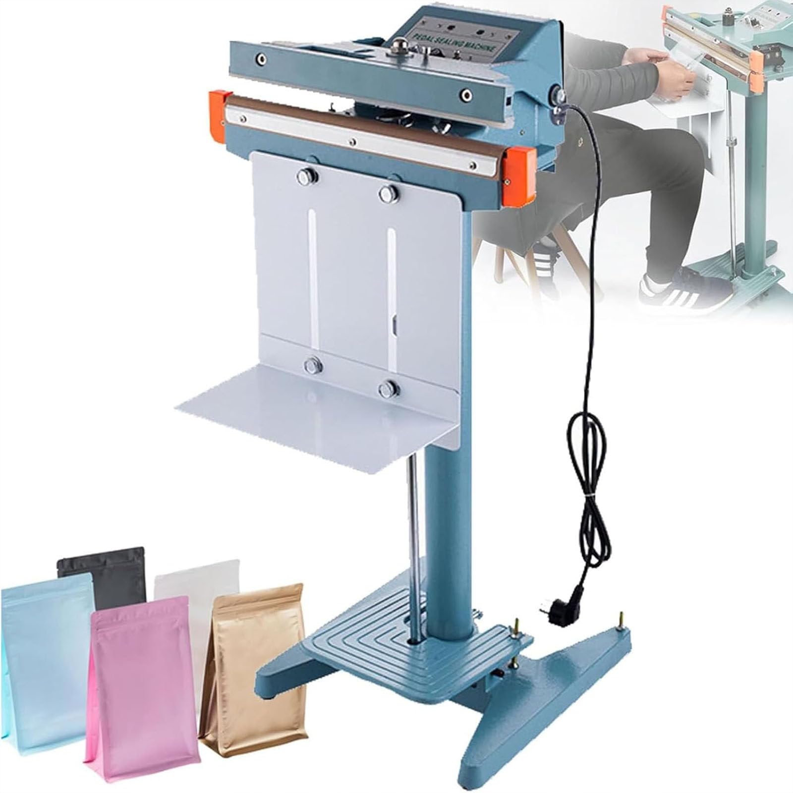AYCDL Heat Sealer Machine,Foot Pedal Impulse Sealer, Plastic Bag Heat Sealer Machine, Time 0.2-2s, Width 8mm, for Plastic Bags Pe Pp Bags