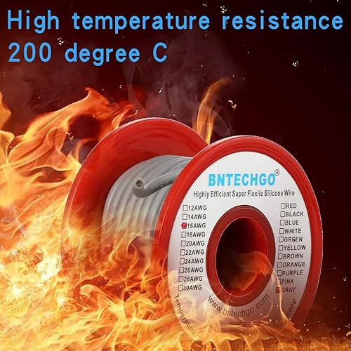 Vista 80 de Bntechgo 18 alambres de silicona suave y flexible, silicona resistente a altas temperaturas, altamente eficiente 18 AWG calibre, 150 hilos