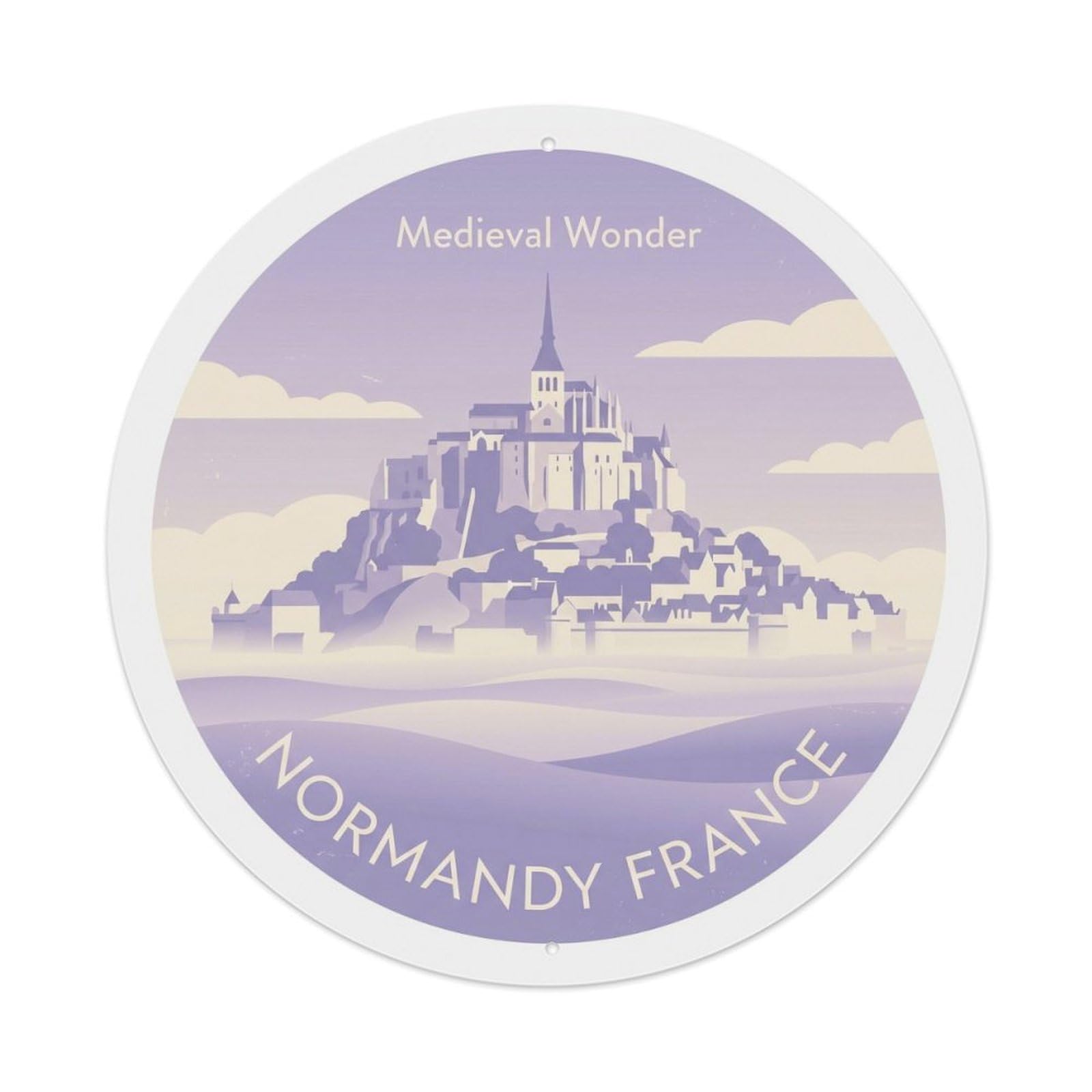 Vintage Travel Normandy France Abbey Metal Tin Sign