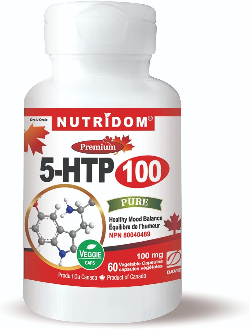 Nutridom 5HTP 100mg, 5HydroxyLtryptophan Supplement, Supports Healthy Mood Balance, NonGMO