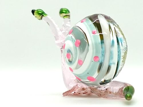 Miniatura 4 de Figuras artísticas de vidrio soplado a mano en miniatura de caracol, animales coleccionables, regalo para decorar el hogar (multicolor)