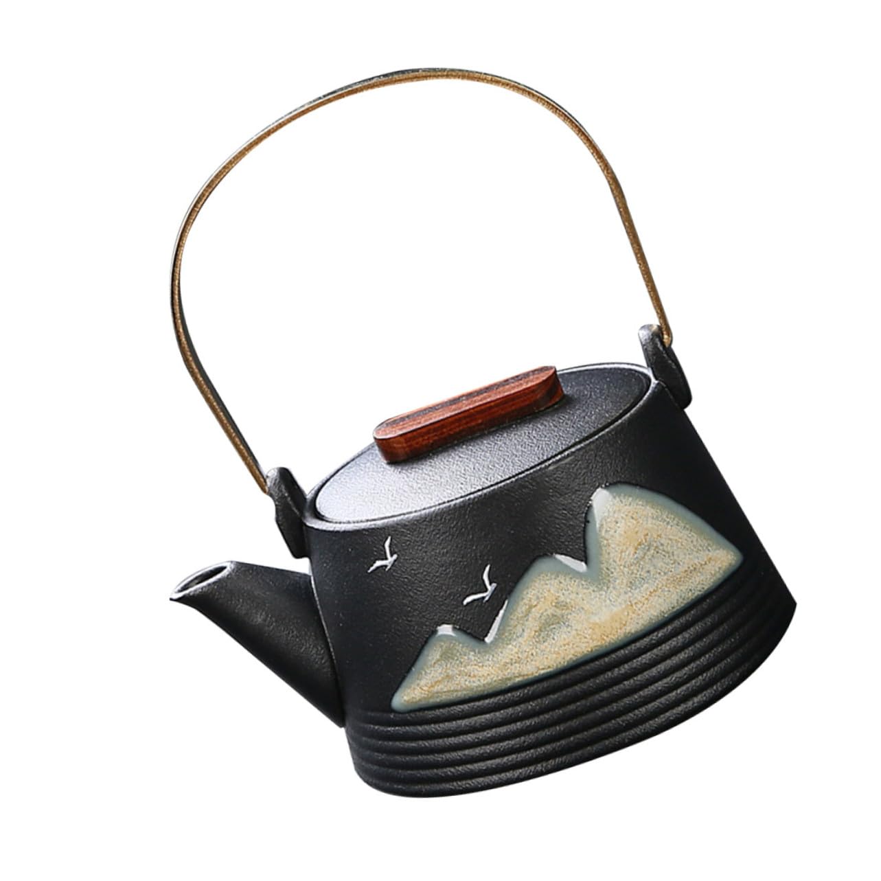 Cabilock Tetera de Cerámica Pintada a Mano Negra Asa Fría para Preparar Té en Casa o Sala de Té Profesional, Diseño Creativo Infusionar