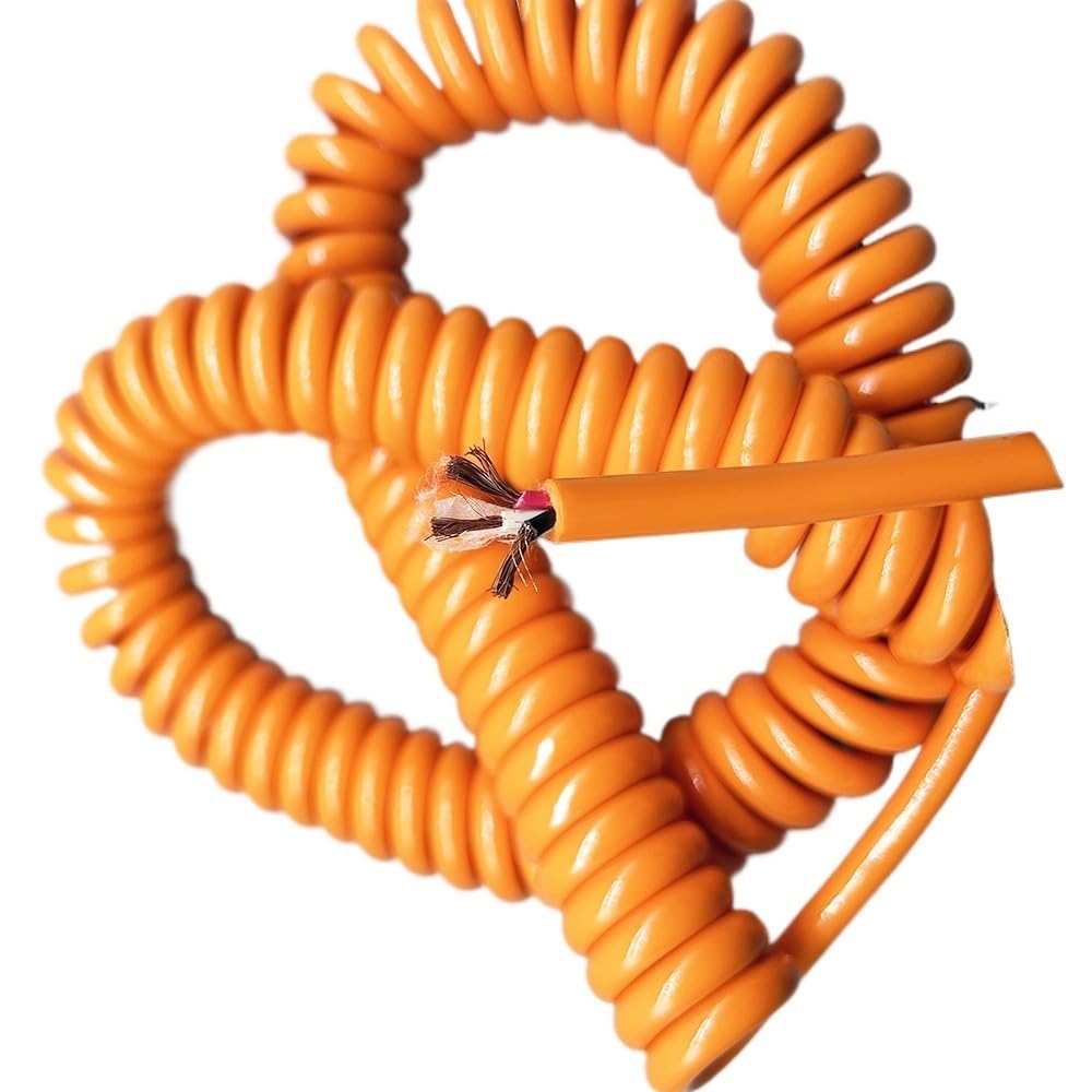 kabel spiralny, 3-żyłowy przewód ładujący o średnicy 1 mm2 Pomarańczowy drut rozprężny z miedzi beztlenowej Rozciągnij od metra do 20 metrów(Stretch 3 Meters)