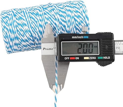 Miniatura 22 de Cuerda de algodón de 328 ft, cuerda de Navidad, cuerda resistente para manualidades y envolver regalos. Rojo Blanco