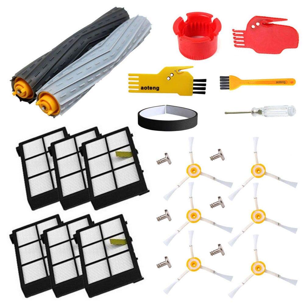 aotengou aotengou Replacement for Roomba iRobot Roomba 980 960 900 890 880 870 860 800 Robot Vacuum Cleaner (HEPA Filter, Side Brush, Screws, Cleaning Tools Tangle Free Debris Extractor)