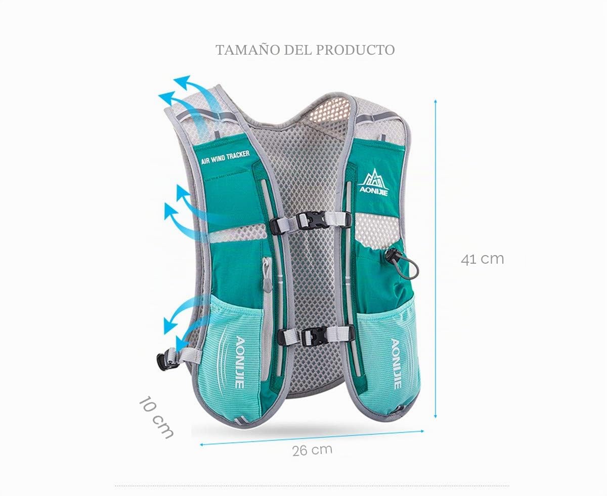 Profesional Hombre Mujer 5L Chaleco de Hidratación Ligero Superior Mochila para Trail Running Ciclismo