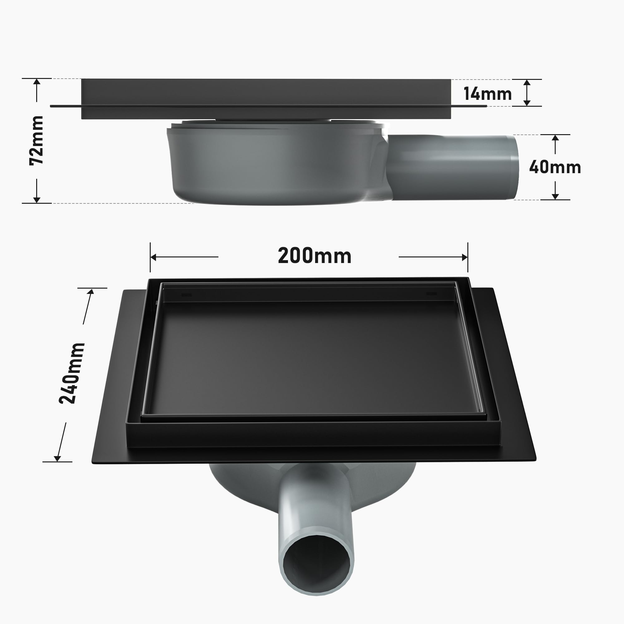 Canalina Doccia Acciaio Inox 20x20cm - Sifone 360° Con Filtro Capelli - Foto 4