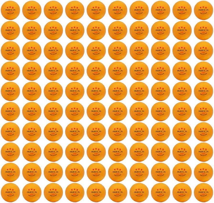 GAREGEAR HUIESON 3 Star Ping Pong Balls 40+ Advanced ABS Plastic Table Tennis Ball with Seam New Material Three Star Ping Pong Balls G40+ for Club Training Robot Use (Orange 100-Pack)