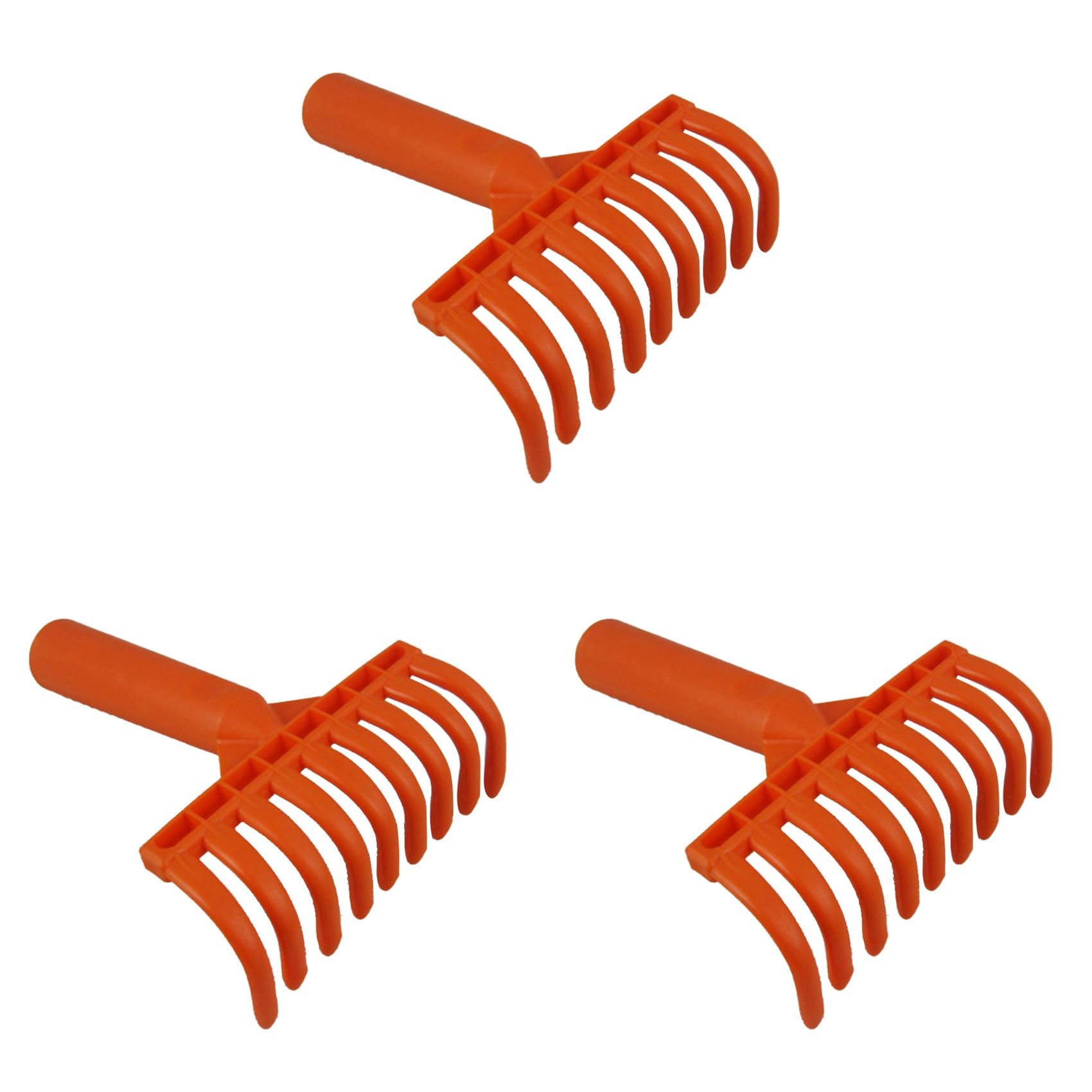 Jnchdghwa Orange 3X Olive Rake Heads 9-Tooth Rake Multipurpose Plastic Shovel Rake Olive Picking Rake Inner Diameter 2.5Cm