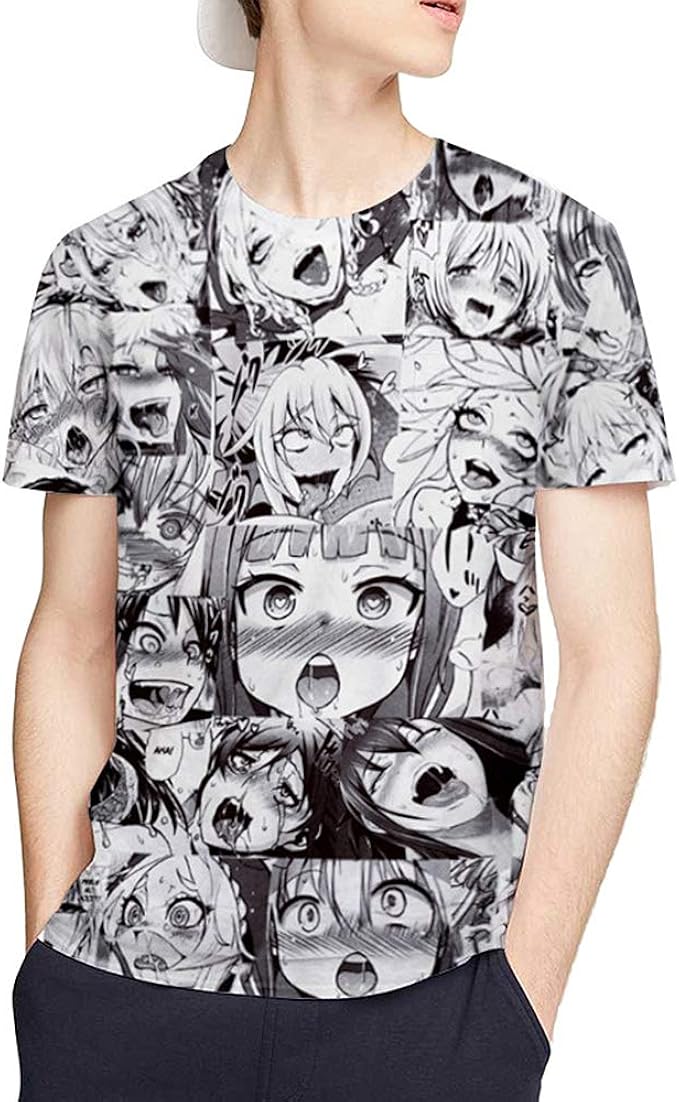 Amazon アヘ顔 T Shirt 半袖 メンズ カットソー Ahegao アニメ ユニセックス パロディアニメ 二次元 個性的 カジュアル ヴィジュアル系 夏 男女兼用 ファッション 3dプリント インパクト Tシャツ カットソー 通販
