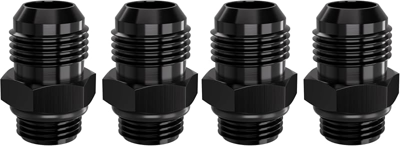 Adaptador ORB 8AN para rosca externa 10AN APIELE em alumínio preto – Pacote com 2 unidades