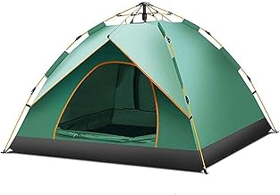 خيم التخييم المشمع، للاماكن الخارجية، سميكة وتحمي من الشمس والمطر، تتسع لـ 3-4 اشخاص، خيمة اتوماتيكية (لون: F)، بوليستر الألياف الزجاجية، منزينمير، متعدد الألوان