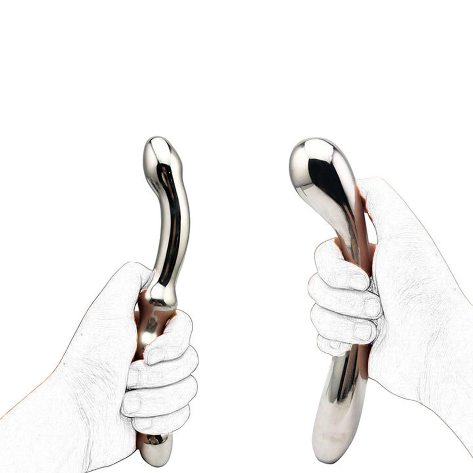 Dildo anale in metallo Dildo doppio Plug anale in acciaio inossidabile Palline anali Masturbazione Pene Prostata Punto G Giocattoli sessuali for uomini Donne(A)