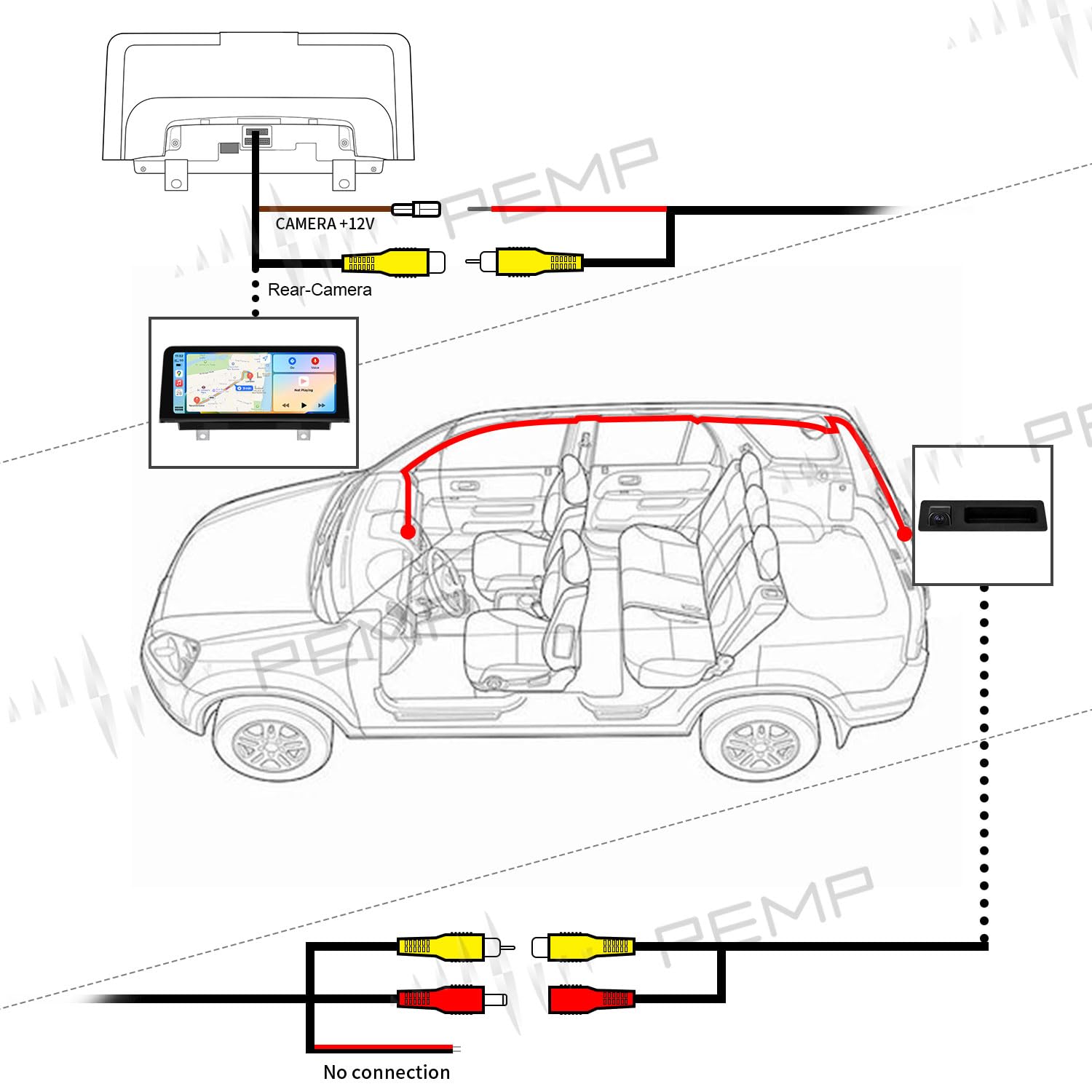 PEMP AHD Backup Camera 1080P 30FPS Parking Rear View Reverse Camera for PEMP BMW F10 F30 F25 F48 (AHD 160 * 45)