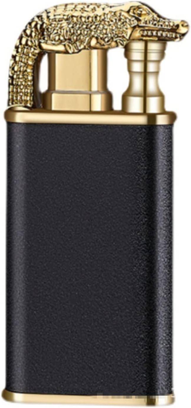 Gokame Upgraded Magic Double Flame Lighter Dual Arc Lighter Jet Flame Refillable, Arc Plasma Lighter Electric Lighter, Arc Lighter Waterproof Designed with Crocodile Shape (Black)