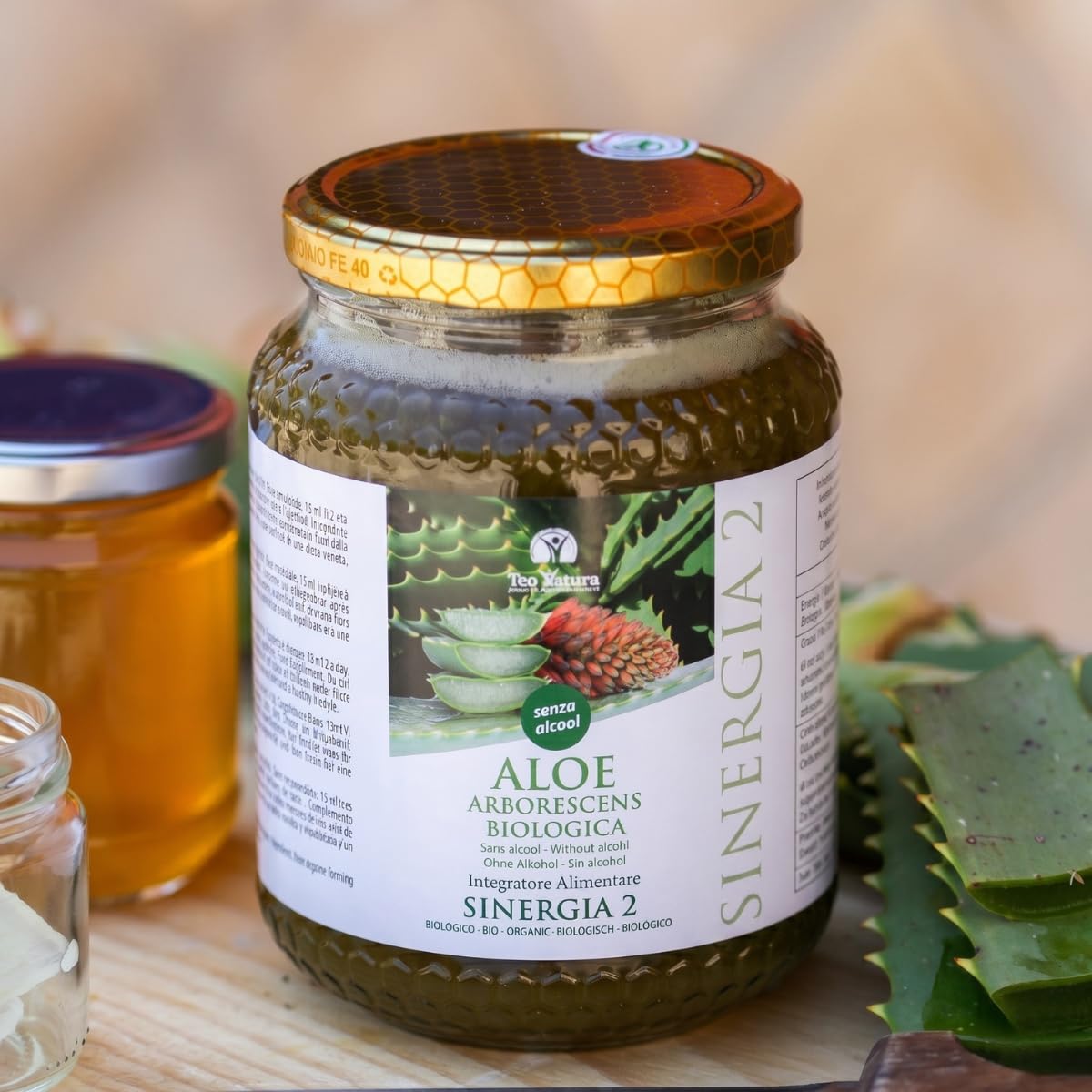 TeoNatura Sinergia 2 – Ricetta Padre Zago SENZA Alcool 750ml | Aloe Arborescens + Miele Bio | Immunostimolante, Depurativo, Intestino | Biologico Certificato – Made in Sicily