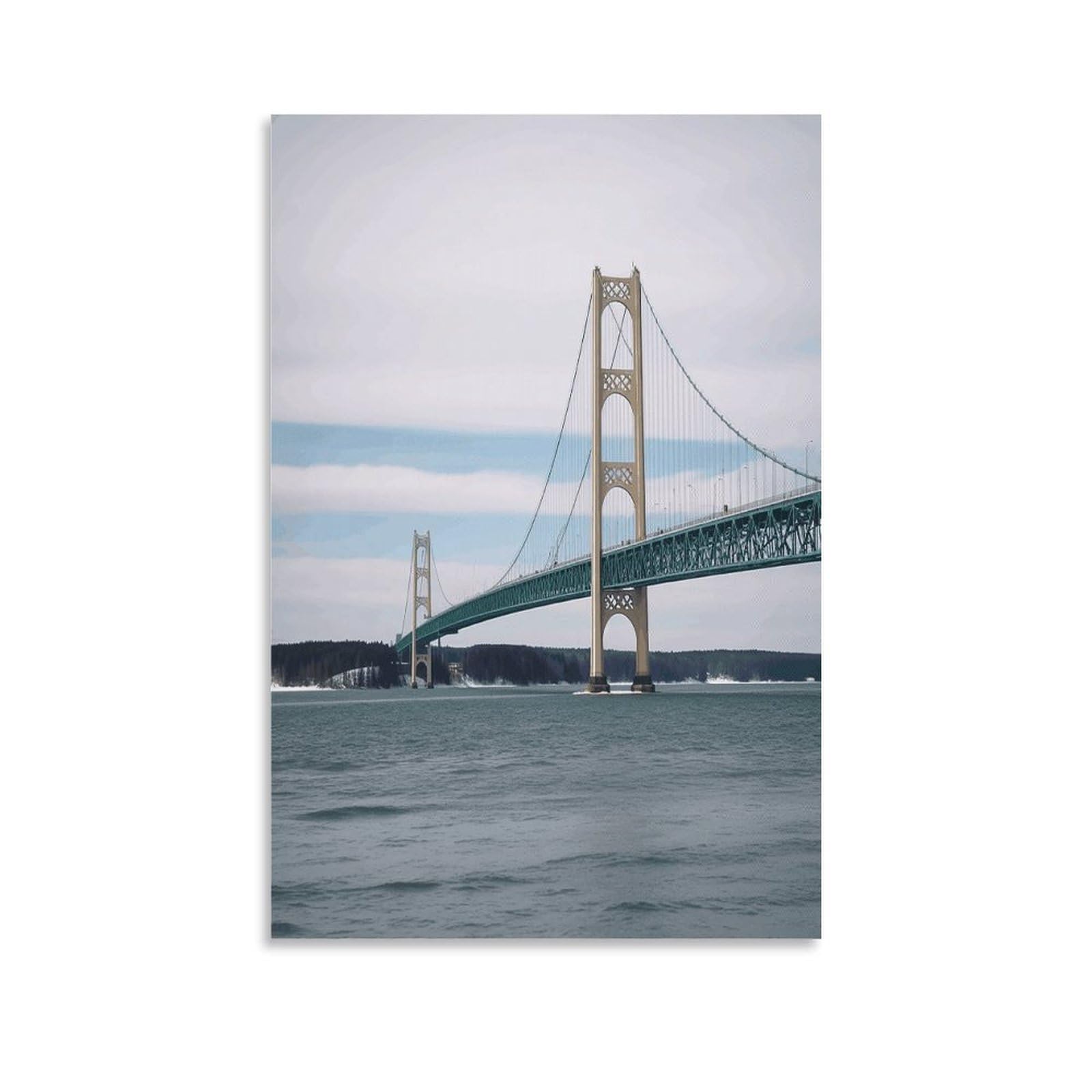 Mackinac Suspension Bridge Canvas Wall Art on Canvas Prints Artwork Exquisite Decor Artwork Hang Wall Picture Hangable Decor Painting Picture Printed Poster Art for Home Decor 24x36inch(60x90cm)