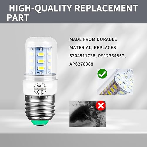 Miniatura 6 de Paquete de 2 bombillas LED D34L de repuesto para refrigerador de 3.5 W compatibles con congelador (110 V-240 V luz blanca) AP6278388 PS12364857