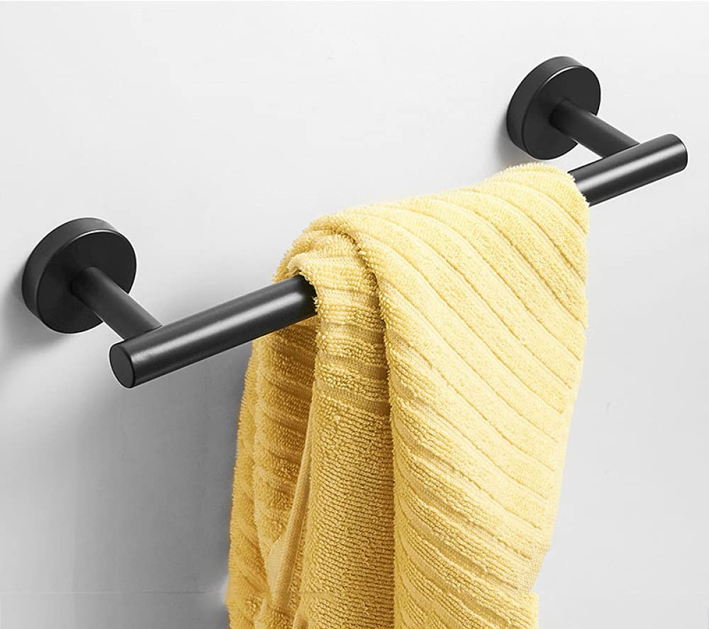 Matériel de salle de bain noir mat : kit complet avec porte-serviettes et crochet à peignoir