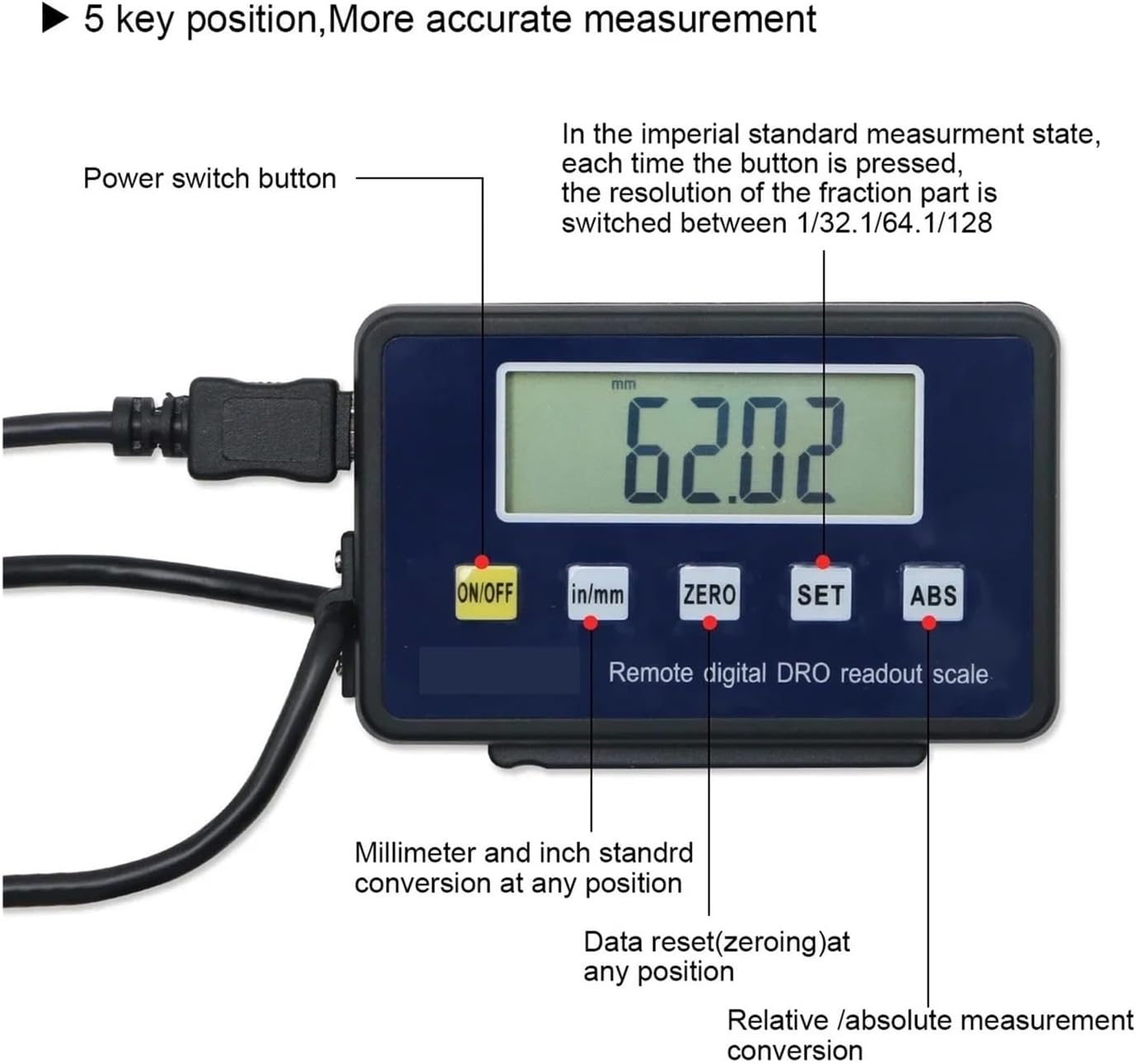 Linear Scale Encoder, 0-500mm Readout Digital Linear Scale with LCD Base External Ruler Digital Readout Remote for Milling Machine