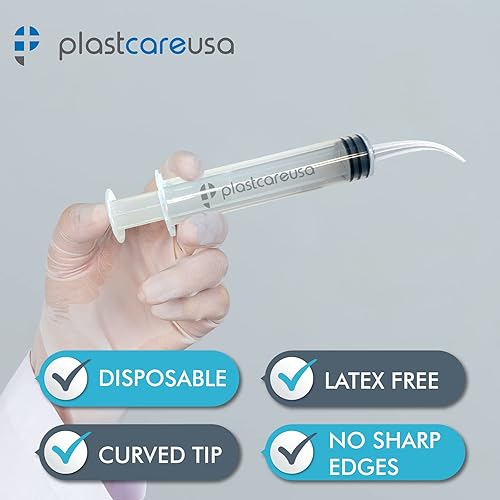 Vista 10 de 50 jeringas de riego de punta curva (12 cc / 0.4 fl oz) – Jeringa desechable para dispensación oral (caja de 50) por PlastCare USA