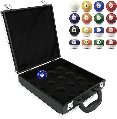 Natudeco Caja de almacenamiento de bolas de billar, contenedor de almacenamiento de pelotas de billar, estuche de viaje, estuche de billar con asa,
