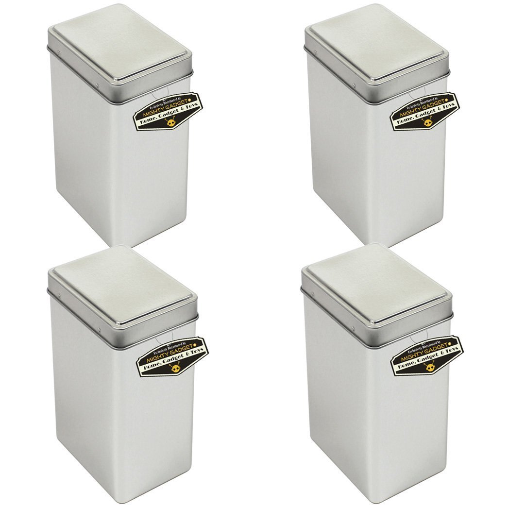 Mighty Gadget (R) Rectangular Empty Snap on Lid Survival Tin Container for Geocaching or Survival Gear (4 Pack) - 2.875" x 2.25" x 5"