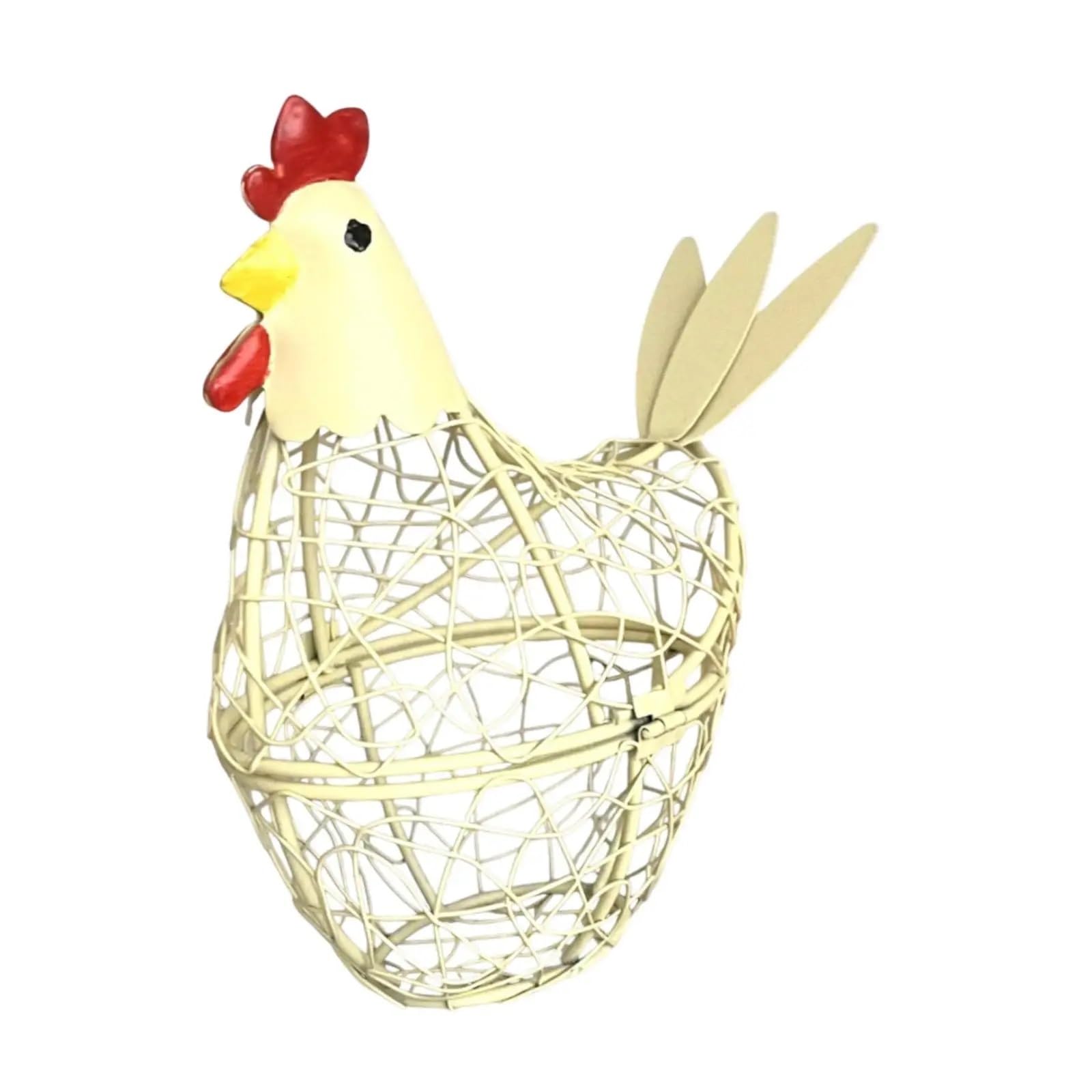 Yonmledo A Yellow Chicken Egg Holder Hen Shaped Eggs Wire Storage Basket Egg Collection Storage Container Farm Chicken Egg Holder For Kitchen Home Decorations(A Yellow)