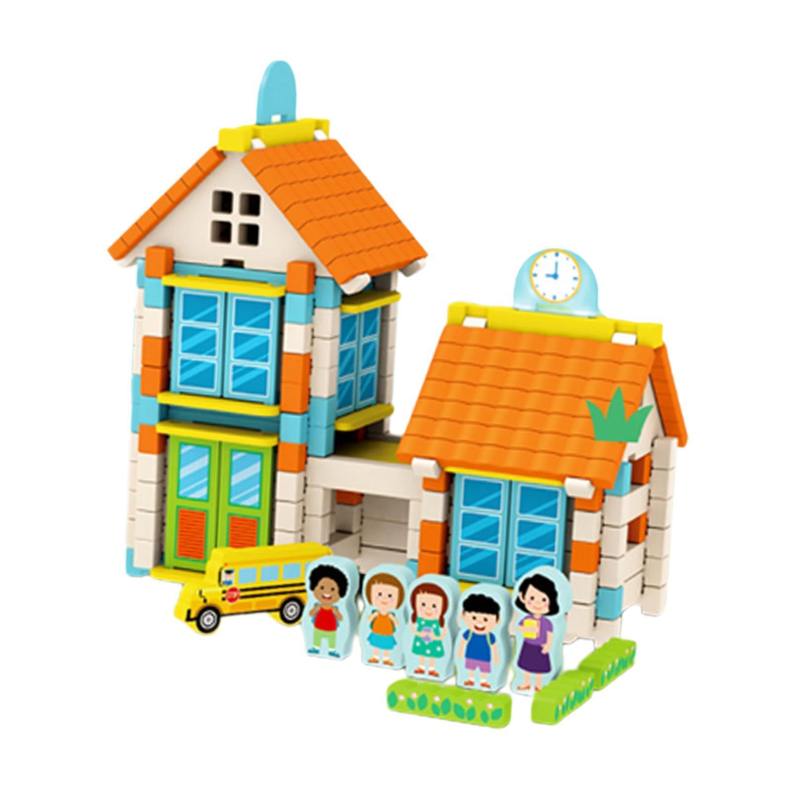 Juego de Bloques de Construcción de Casas para Niños, Juguete para Desarrollar Sus Habilidades de Ingeniería, Escuela