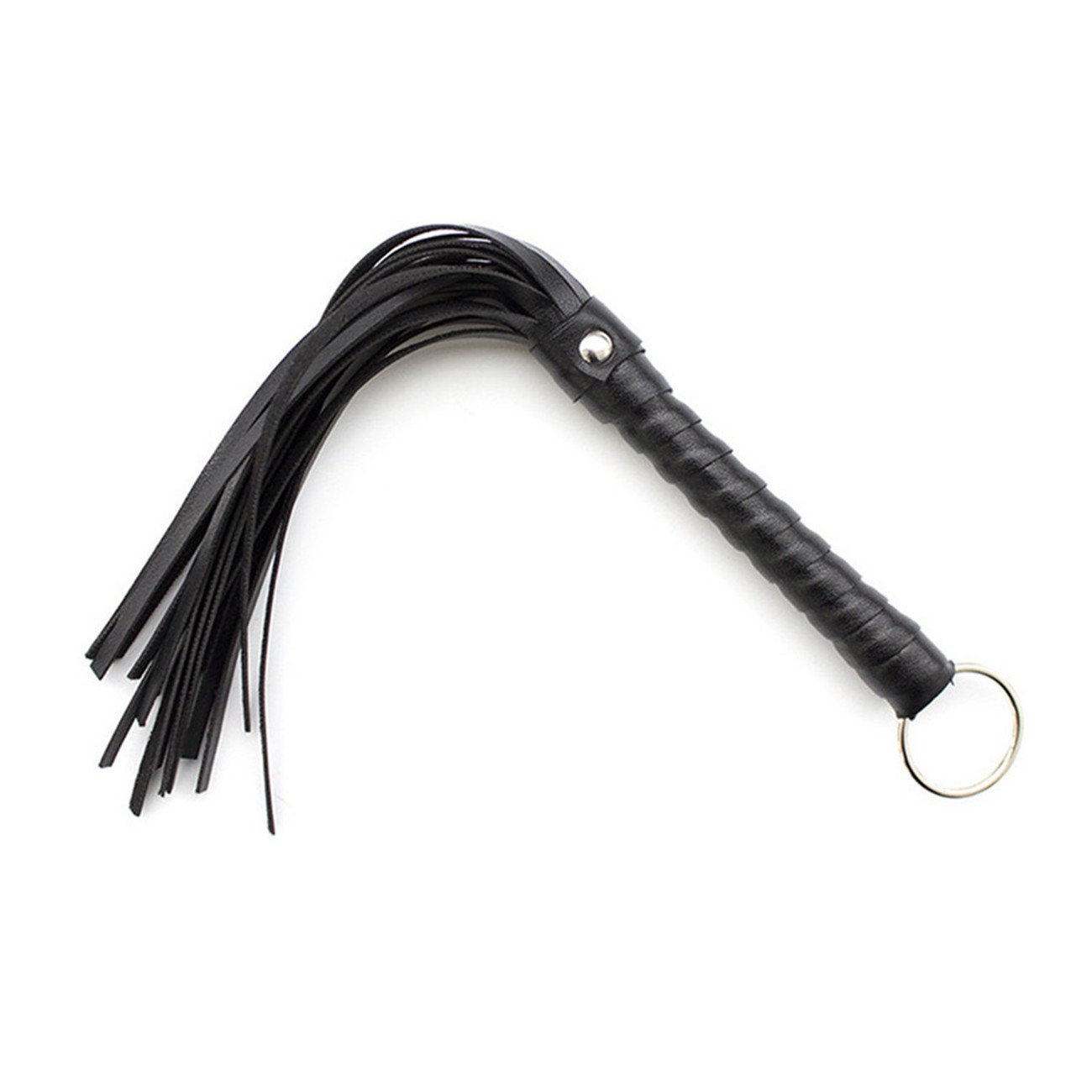 Petit Fouets en Cuir PU Mini-Fouets Cravaches Fessée Fetish Whip SM Bondages Sexy Toys Fantasy Esclave Flogger et Houppe Restrain accessoires Flirt,-28CM (Noir)