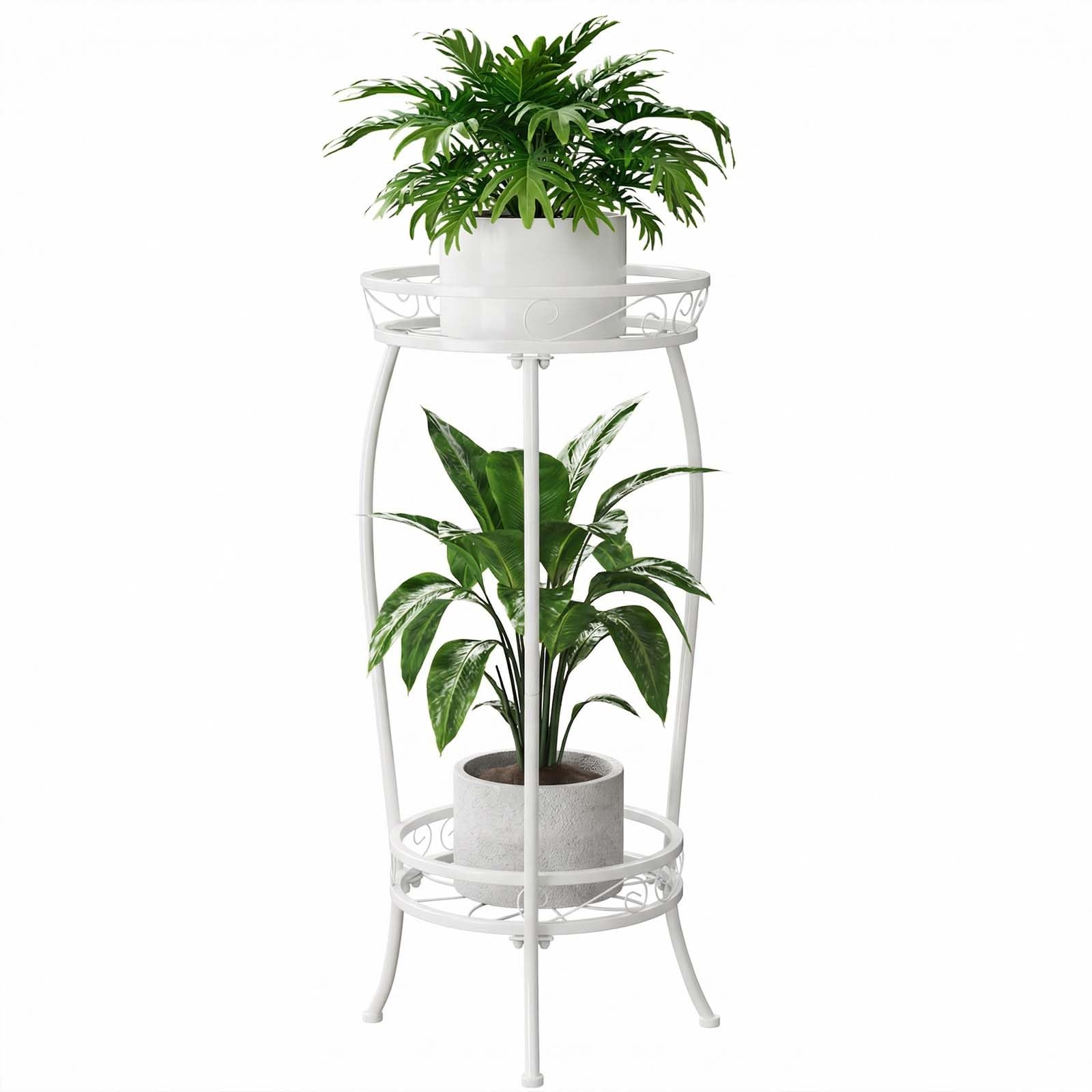 Bamworld Blumenständer Metall Pflanzenständer Blumenhocker Weis Hoch Zimmer Deko （30x30x70cm）