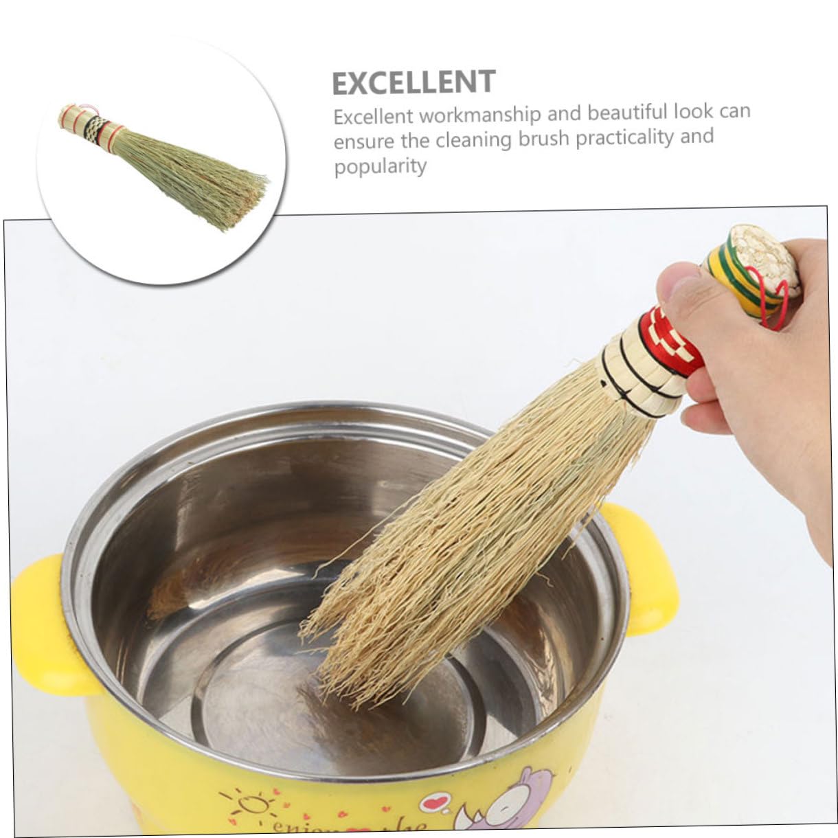 minkissy 4 Piezas Cepillo para Macetas Natural Cepillo De Cocina para Wok Utensilios De Cocina De Madera Wok Fregar Limpiador Multifunción Lavavajillas