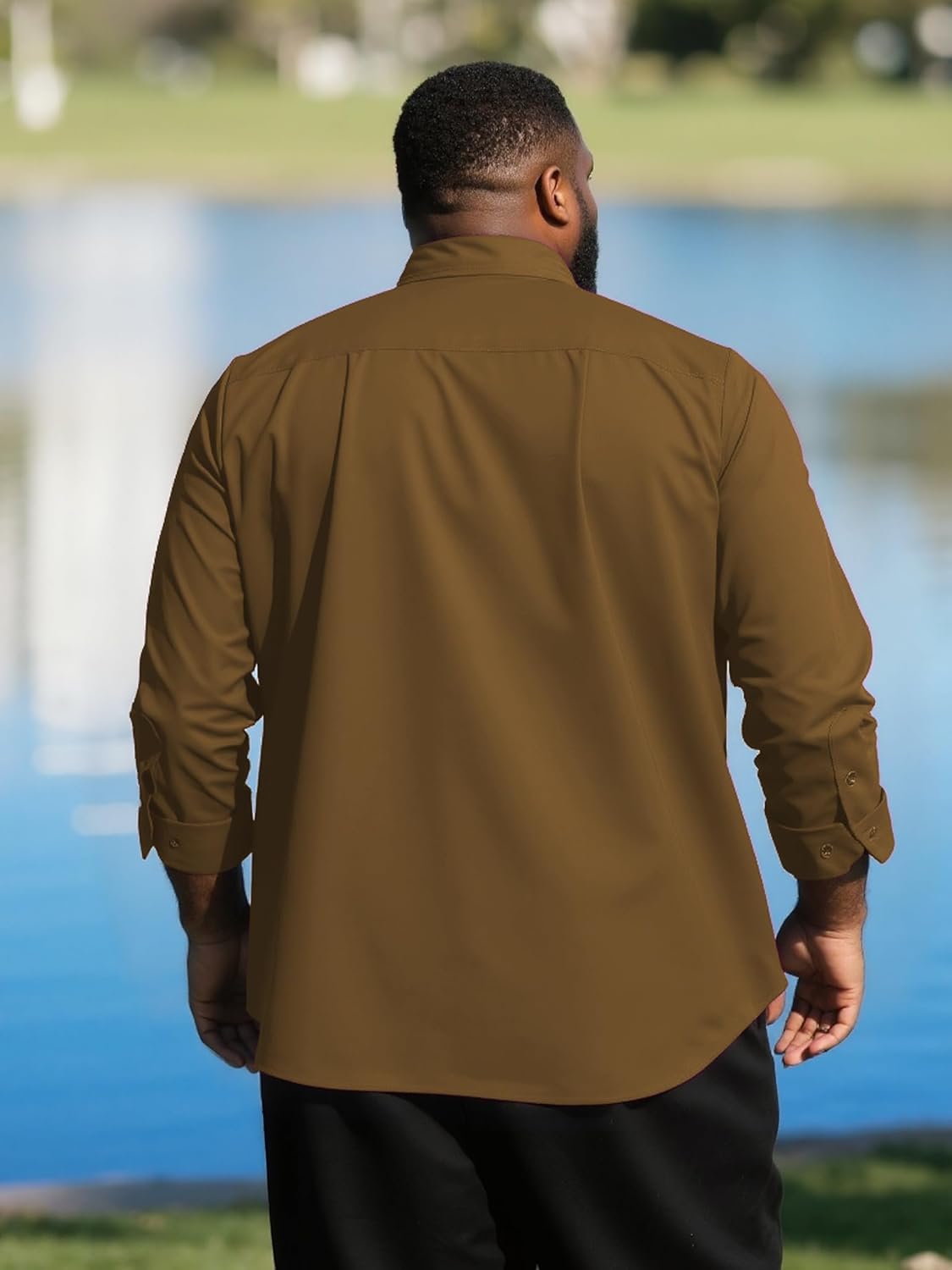 Big and Tall Shirts for Men, Long Sleeve Casual Dress Shirts Button Down with Pocket for Business,Travel,Daily Wear - Image 2