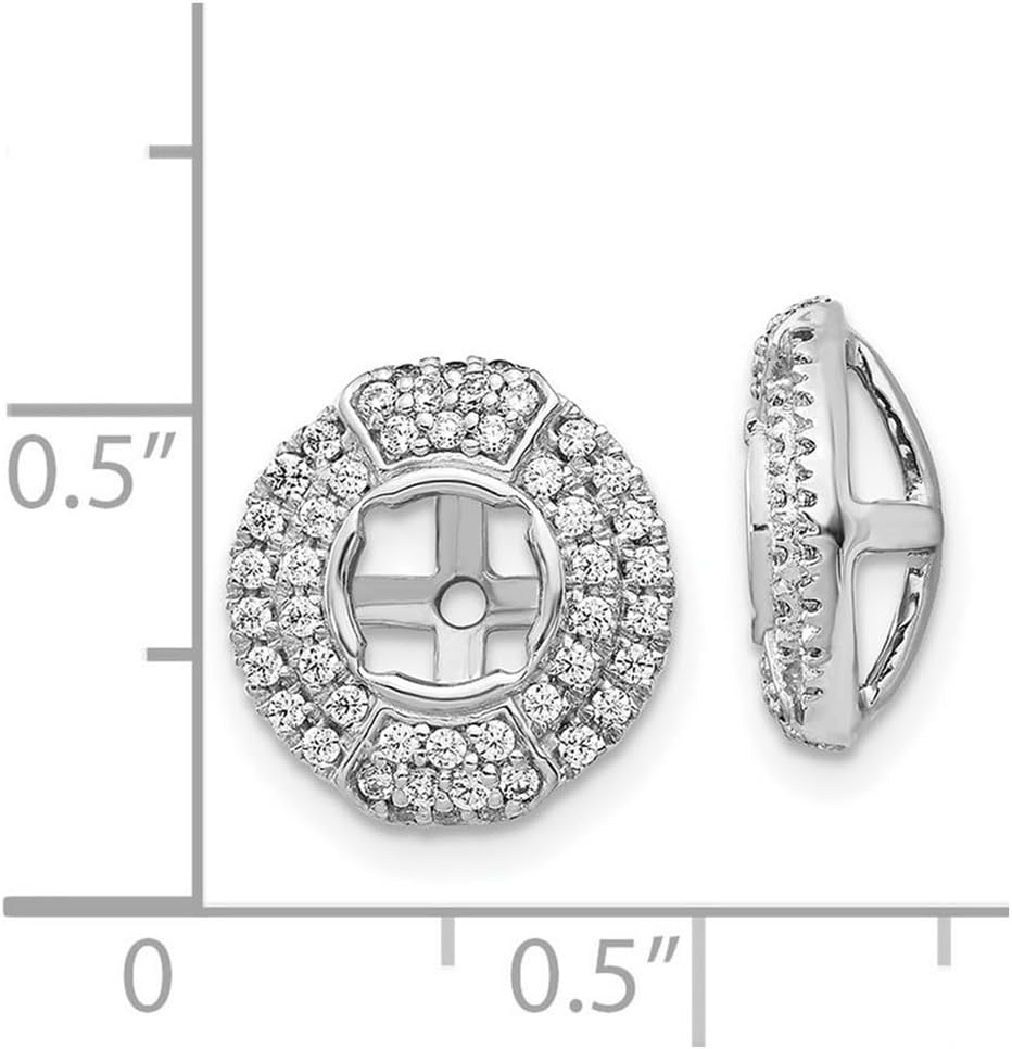 14k White Gold Lab Grown Diamond Round Earrings Jackets 11.9x11.9mm Wide Earring Jacket for Women