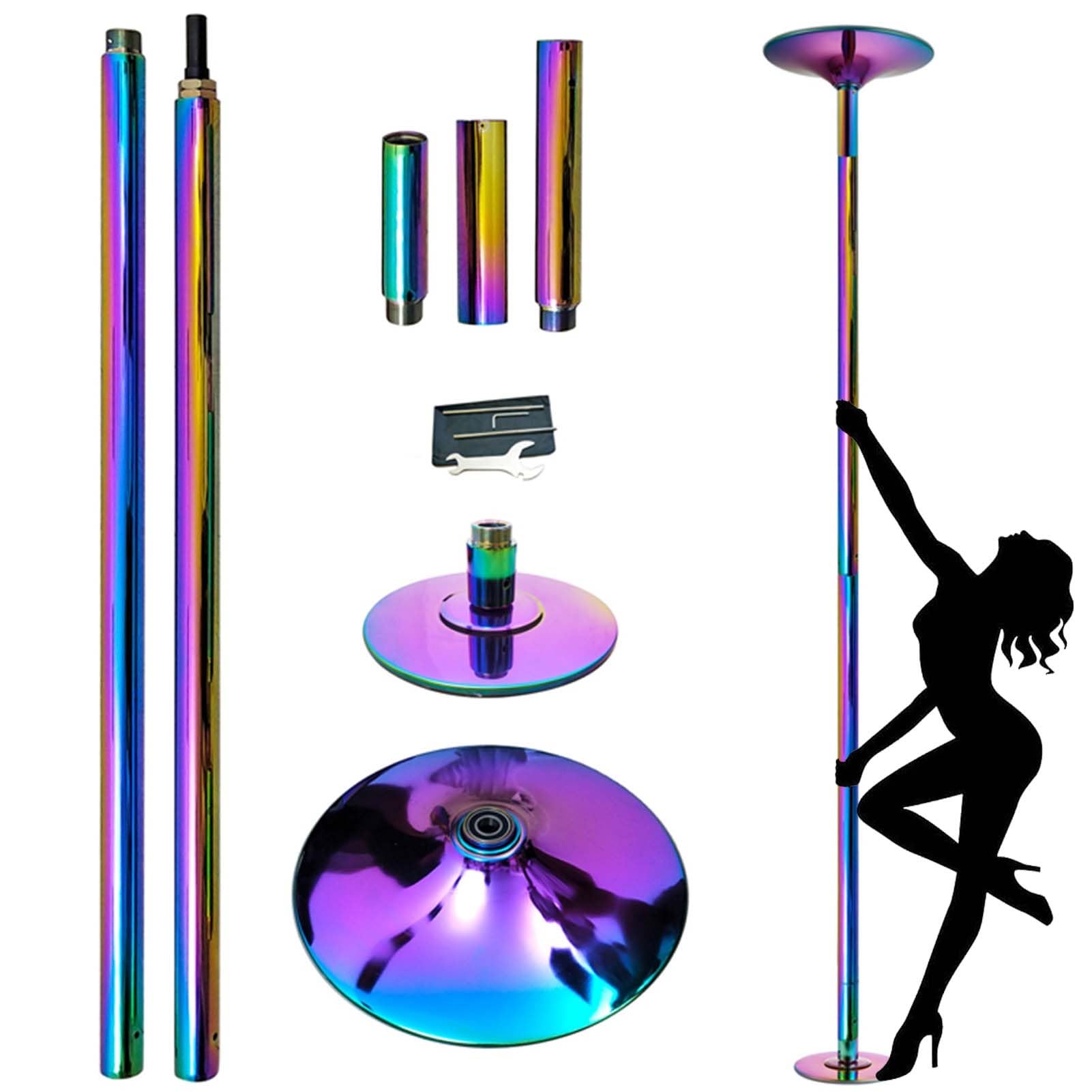 NGDFGR Apartment Friendly Dance Pole, Home Stripper Pole For Beginners/Professional Dancer, Removable Spinning & Static Pole For Dancing,2.24m-2.75m(7.3ft-9ft)