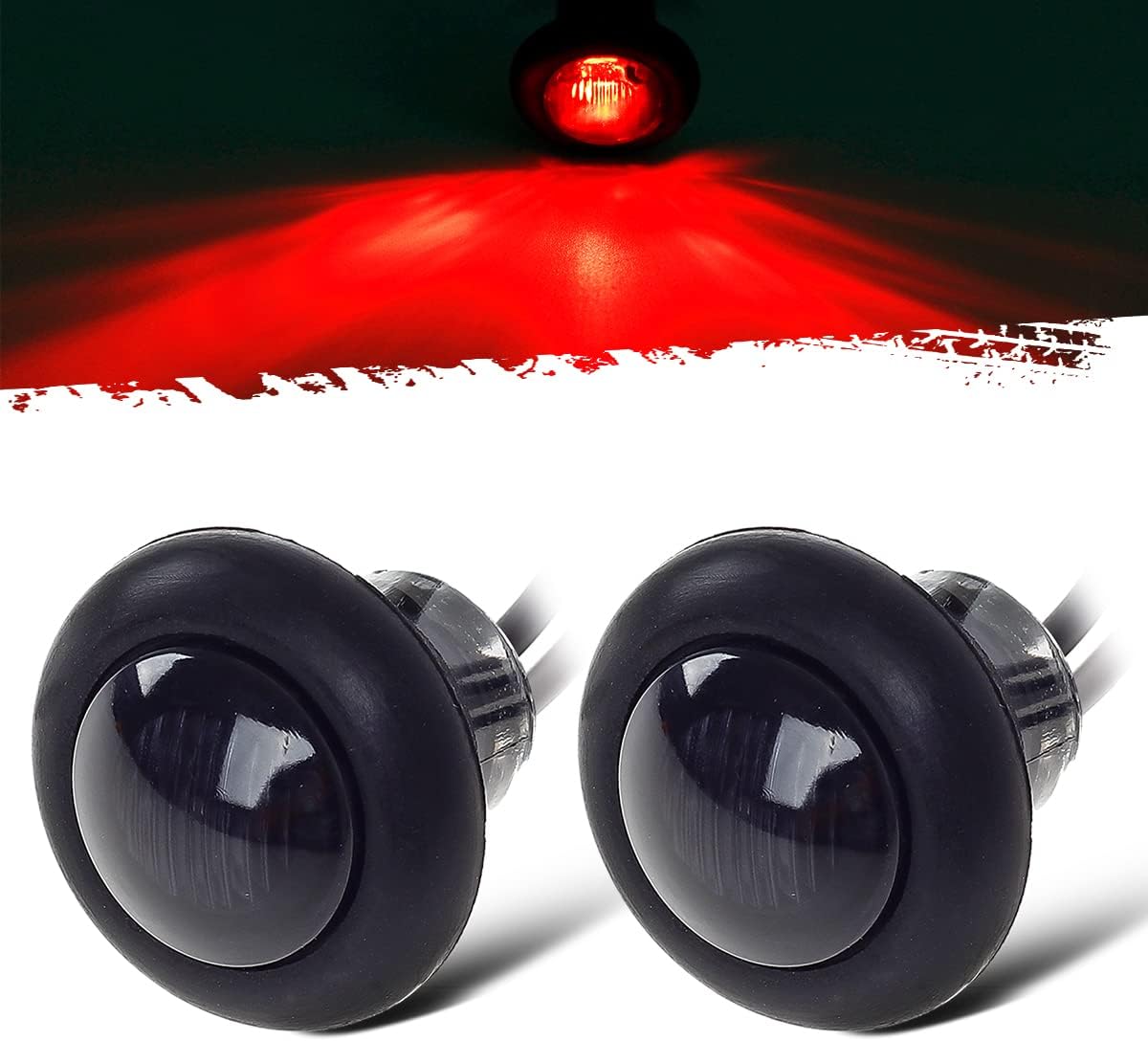 Partsam 2pcs 3/4" Smoked Amber LED Clearance Light Side Marker Light w/Rubber Grommet, Grill Lights Turn Signals For Truck Trailer Pickups RV, 12V, FLush Mount