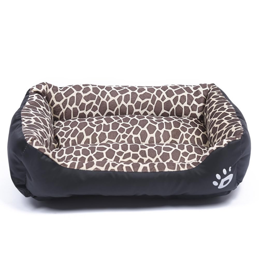 OUYUNKKA Dog Bed & Cat Cushion (XXL, 37.4 x 28.3 Inch) Square Leopard Sofa for Medium & Large Pets, Semi Enclosed, Fluffy Soft, Easy Clean