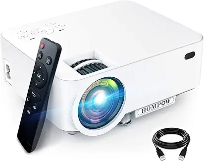 Mini Projector,HOMPOW Portable Projector 1080P Supported 2022 Upgraded Movie Projector and 176" Display, Compatible with TV Stick/HDMI/VGA/USB/TV Mini Projector,HOMPOW Portable Projector 1080P Supported 2022 Upgraded Movie Projector and 176" Display, Compatible with TV Stick/HDMI/VGA/USB/TV