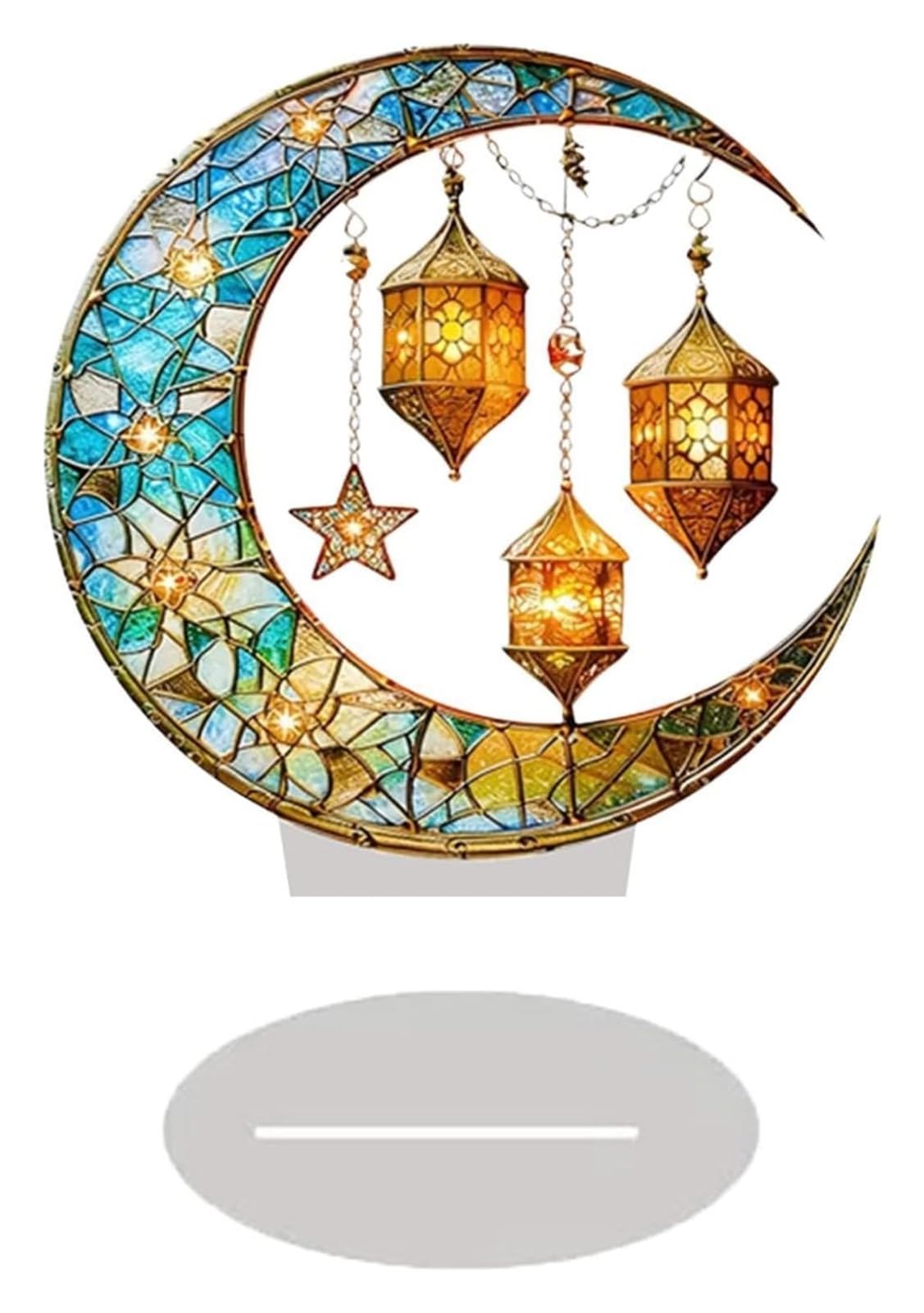 Ptrecniok Ramadan Decorations For Home Table， Eid Mubarak Acrylic Ornament Flat Decoration for Home And Office(Green)