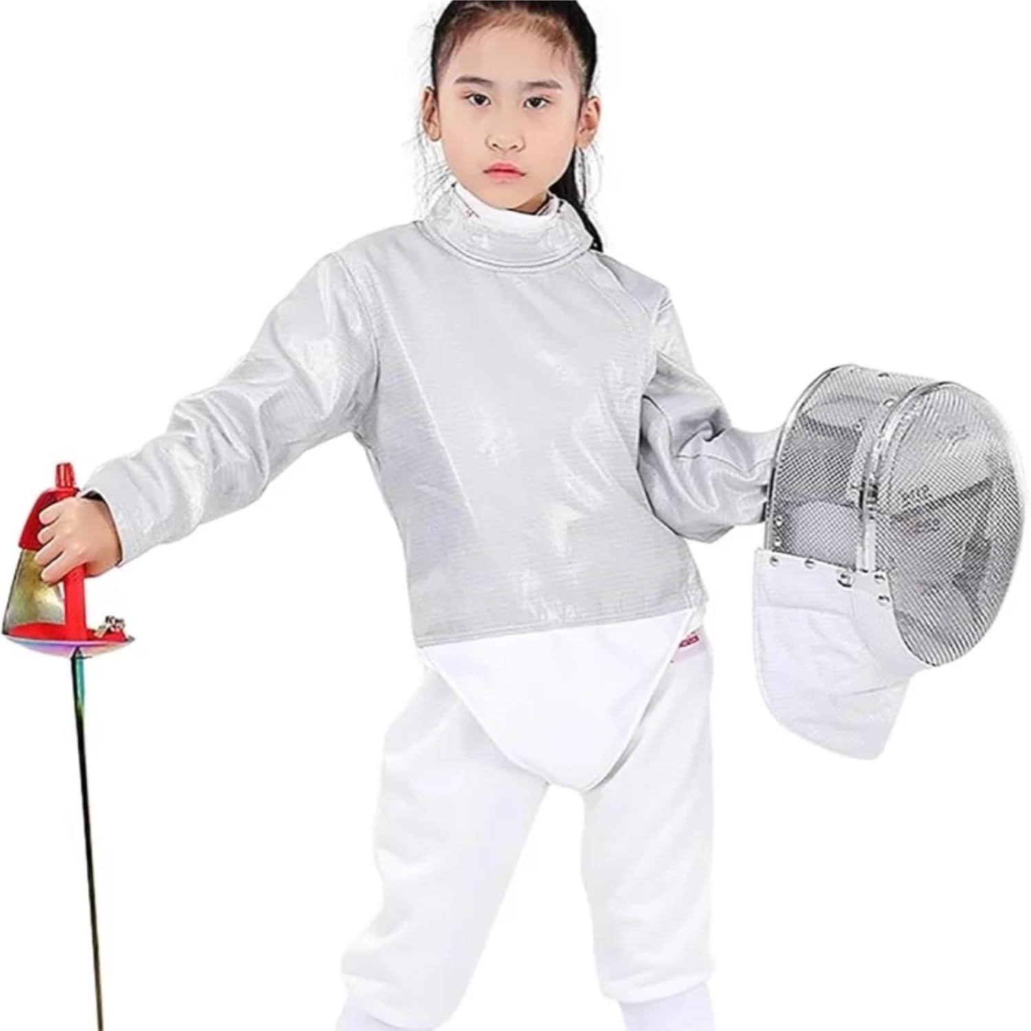 Fencing Electric Sabre Jacket Children's and Adult Long-Sleeved Electric Clothing Gears Fencing Sport Equipments, Suitable for Competition