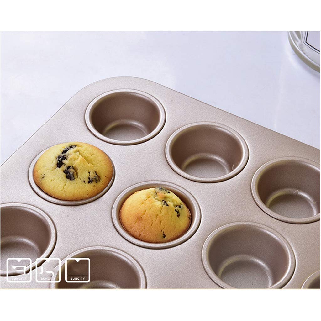 Molde de pastel 24 antiadherente Ronda mollete de la torta del molde del buñuelo molde de la hornada antiadherente Mini mollete con la taza