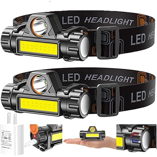 Hetkrishi Rechargeable Headlamp 2-Pack
