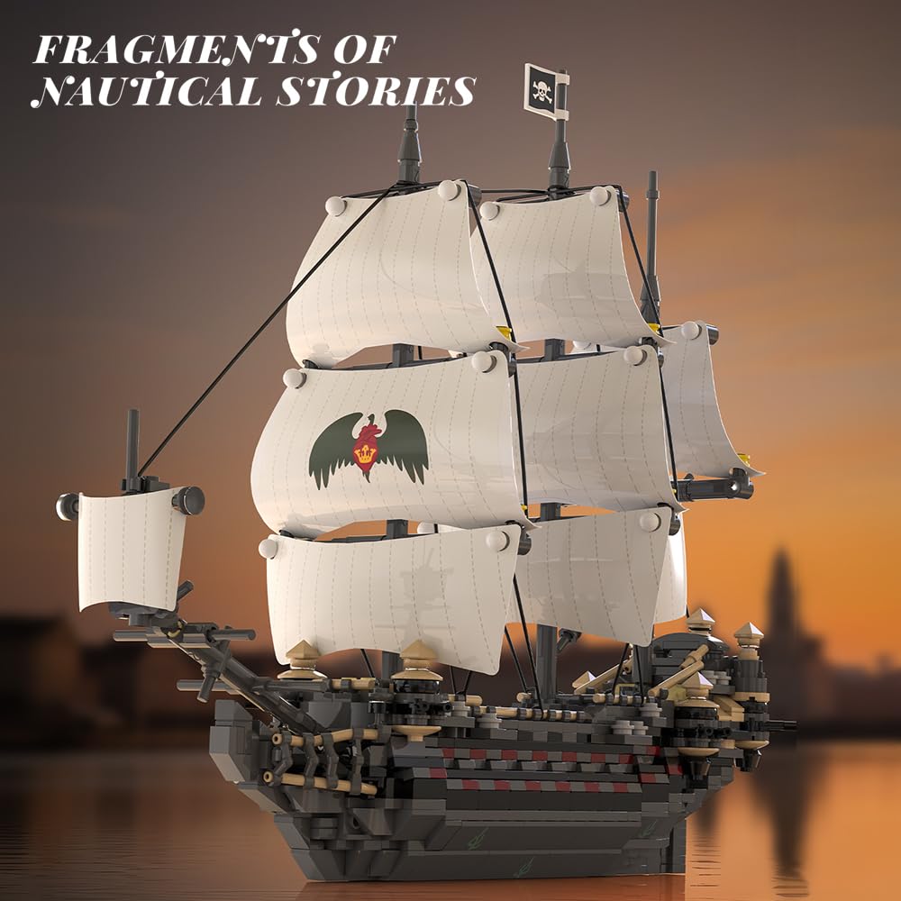 Ghost Mary 39087 - Set di mattoncini da costruzione, 1055 pezzi, motivo nave da pirata con vela, kit per adulti e ragazzi