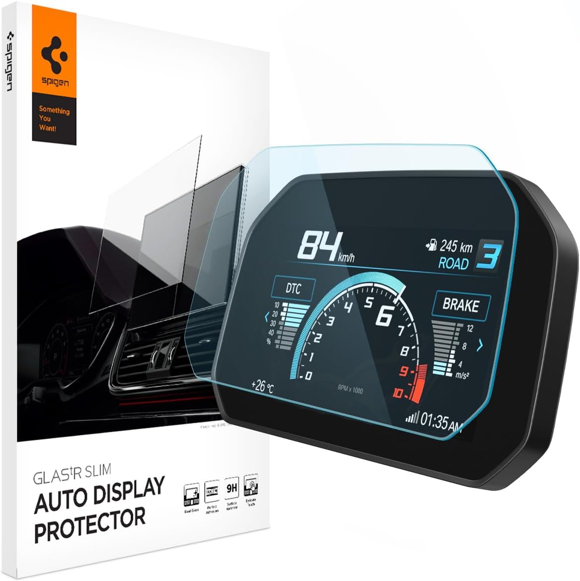 Spigen Tempered Glass Screen Protector [GlasTR Slim] designed for BMW R1250GS (2018-2026) 6.5 inch instrument cluster - Crystal Clear
