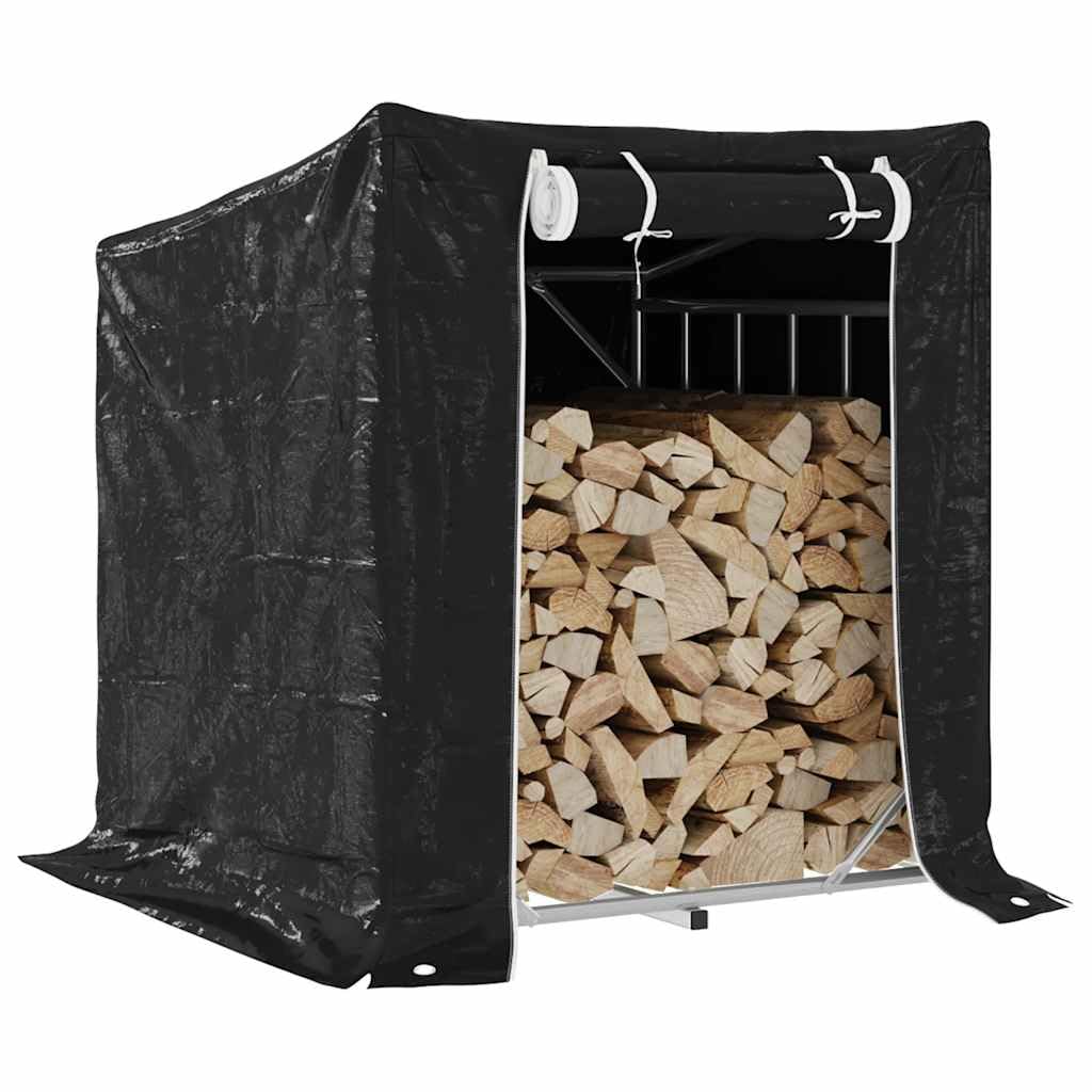 Estantería para leña con protección contra la lluvia, acero galvanizado, 100,5 x 100,5 x 110,5 cm, con cubierta impermeable para lluvia, para exteriores, almacenamiento de madera y soporte