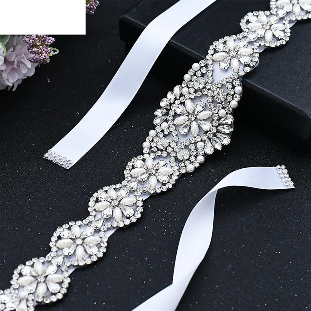 Cinturones de novia para mujer, joyería de diamantes de imitación plateados, perlas, fiesta, formal, cinturón de vestir, accesorios
