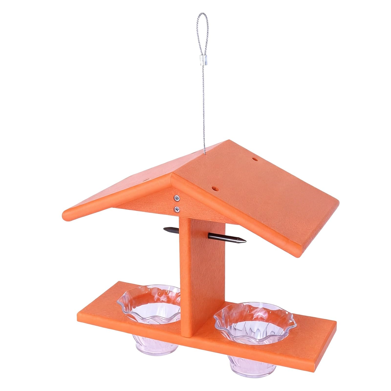 Doppel Cup Jelly Oriole Futterspender mit Heringen für Orangenhälften leuchtend orange handmontiertes Vogelhaus 27,9 x 19,7 x 15,2 cm