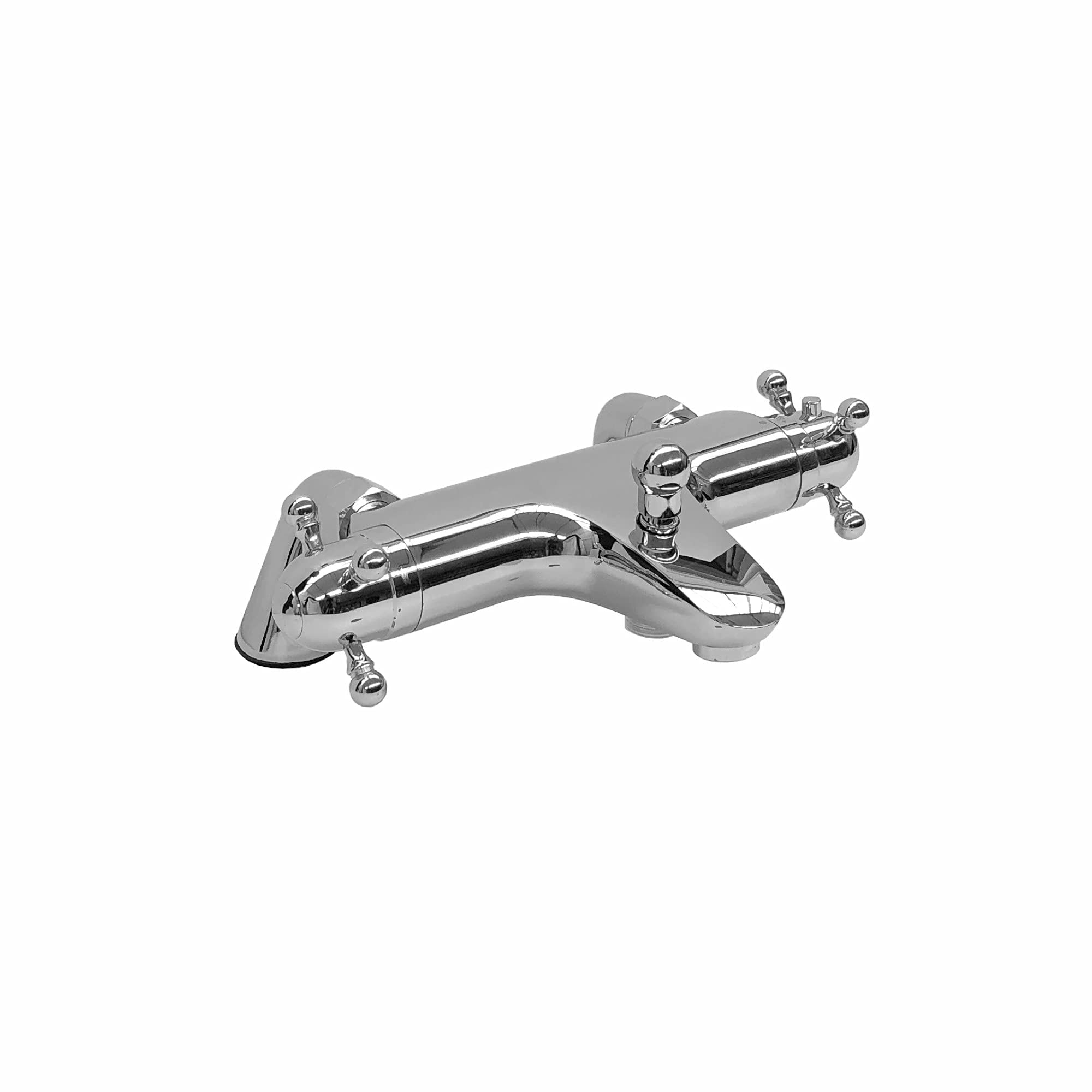 Enki Chrome Gallant, Bbt0224, Thermostatic Deck Mounted Bath Shower Mixer Tap Valve, Solid Brass, Anti-Scald Device, Temperature Control, Traditional, 1-Year Guarantee